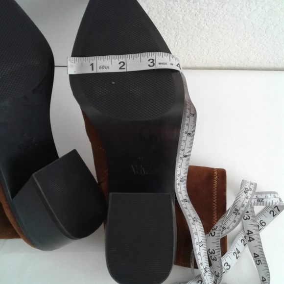 Zara Heeled Suede Leather Ankle Boots Brown Block Heel Size 40 NWT - Picture 15 of 16